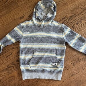Quiksilver Gray and Yellow Striped Hoodie